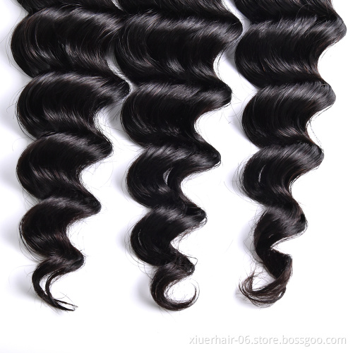 Cuticle Aligned 12A Double Weft Extensions 100% with Closure Loose Deep Unprocessed Mink Virgin Hair Bundles Brazilian